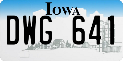 IA license plate DWG641