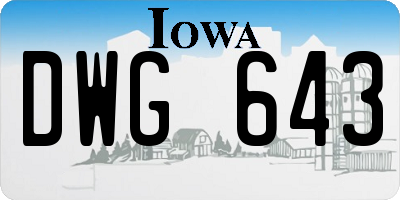IA license plate DWG643