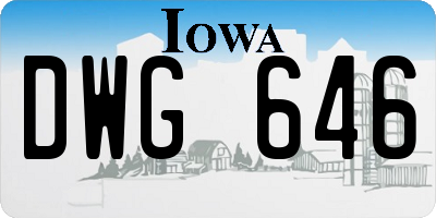 IA license plate DWG646