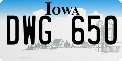 IA license plate DWG650
