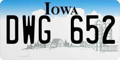 IA license plate DWG652