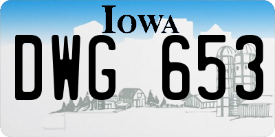 IA license plate DWG653