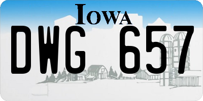 IA license plate DWG657