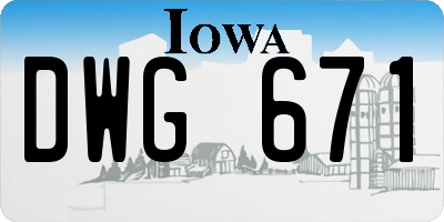 IA license plate DWG671