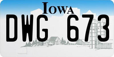 IA license plate DWG673