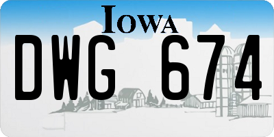 IA license plate DWG674