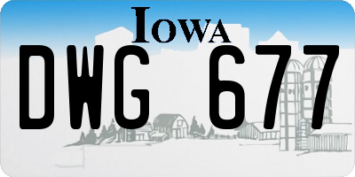 IA license plate DWG677