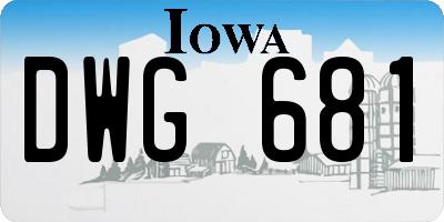 IA license plate DWG681