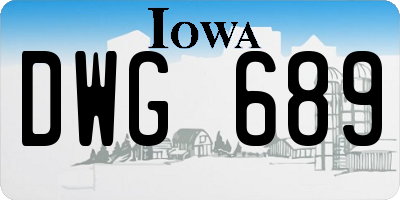 IA license plate DWG689