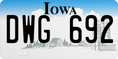 IA license plate DWG692