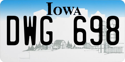 IA license plate DWG698