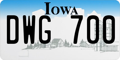 IA license plate DWG700