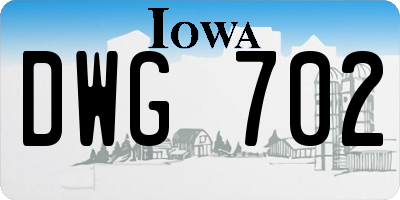 IA license plate DWG702