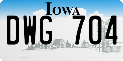 IA license plate DWG704