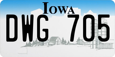 IA license plate DWG705
