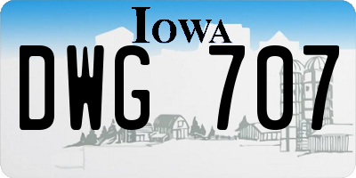 IA license plate DWG707