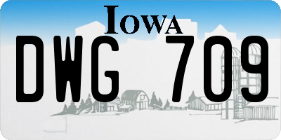 IA license plate DWG709