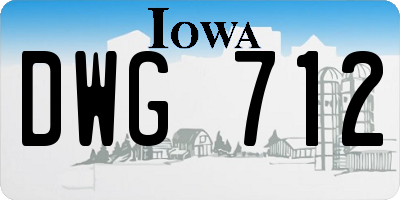 IA license plate DWG712