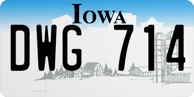 IA license plate DWG714