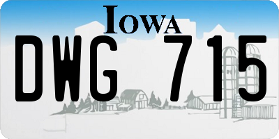 IA license plate DWG715