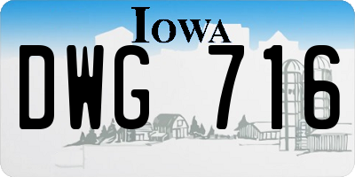 IA license plate DWG716
