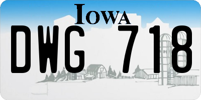 IA license plate DWG718