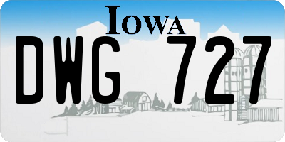 IA license plate DWG727