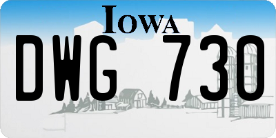 IA license plate DWG730
