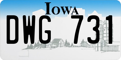IA license plate DWG731