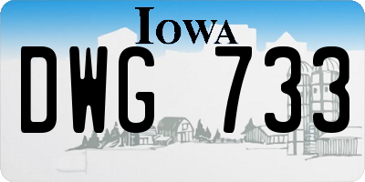 IA license plate DWG733