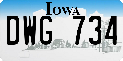 IA license plate DWG734