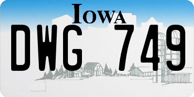 IA license plate DWG749