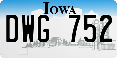IA license plate DWG752