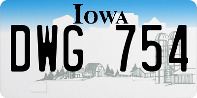 IA license plate DWG754