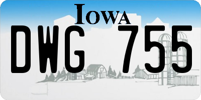 IA license plate DWG755