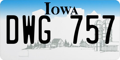 IA license plate DWG757
