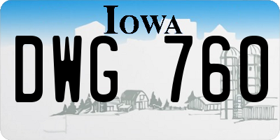 IA license plate DWG760