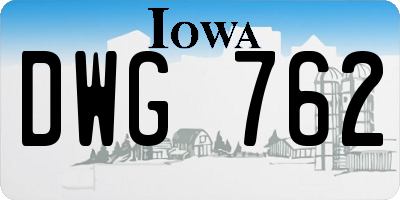IA license plate DWG762