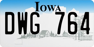 IA license plate DWG764