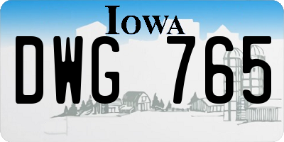 IA license plate DWG765