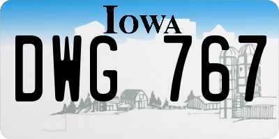 IA license plate DWG767