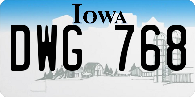IA license plate DWG768