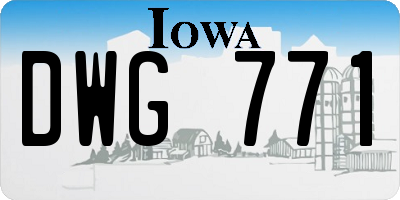 IA license plate DWG771