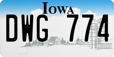 IA license plate DWG774
