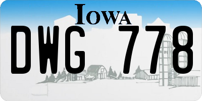 IA license plate DWG778