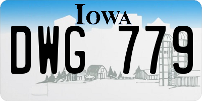 IA license plate DWG779