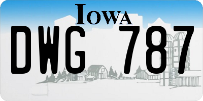 IA license plate DWG787