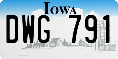 IA license plate DWG791
