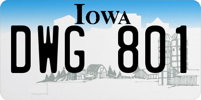 IA license plate DWG801