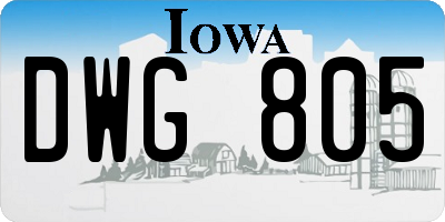 IA license plate DWG805
